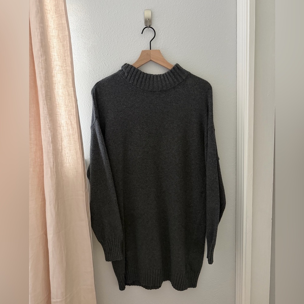 BP. Charcoal Gray Ribbed-Neck Women’s Long Sweater